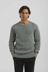 Maglia girocollo a coste 100% cotone|Colore:Ciano