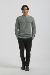 Maglia girocollo a coste 100% cotone|Colore:Ciano