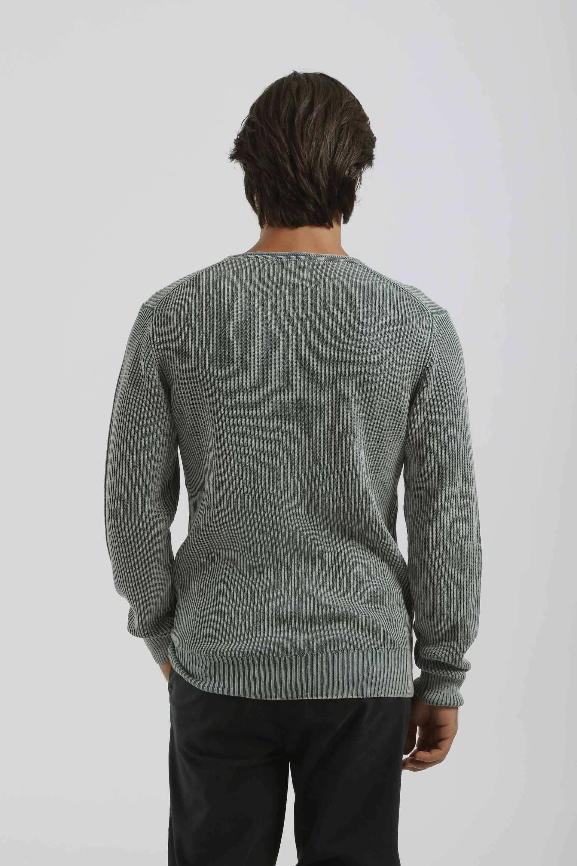 Maglia girocollo a coste 100% cotone|Colore:Ciano