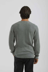 Maglia girocollo a coste 100% cotone|Colore:Ciano
