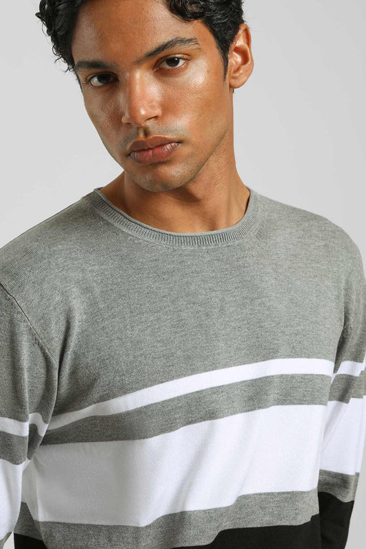 Maglia girocollo colorblock|Colore:Grigio chiaro melange