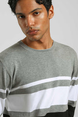 Maglia girocollo colorblock|Colore:Grigio chiaro melange