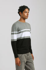 Maglia girocollo colorblock|Colore:Grigio chiaro melange