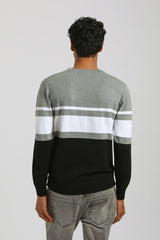 Maglia girocollo colorblock|Colore:Grigio chiaro melange
