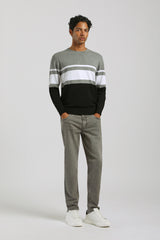 Maglia girocollo colorblock|Colore:Grigio chiaro melange