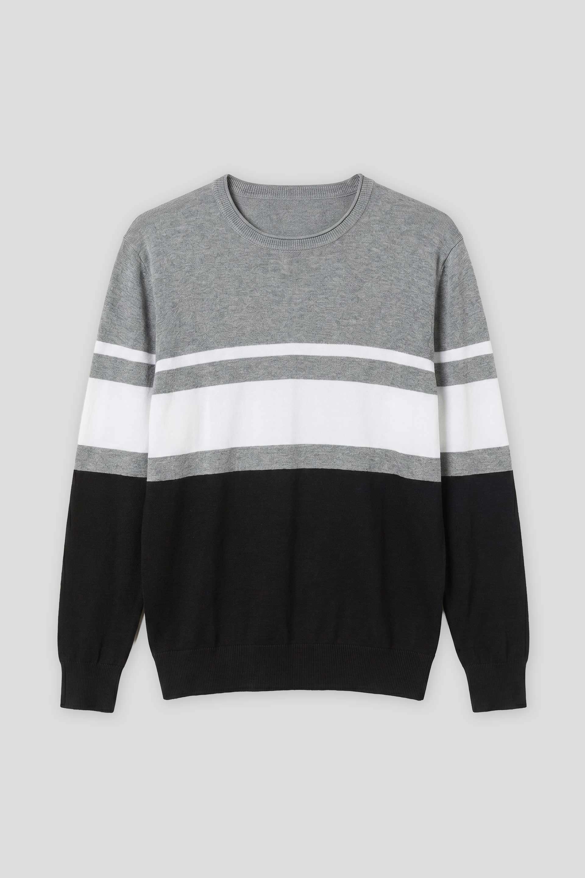 Maglia girocollo colorblock|Colore:Grigio chiaro melange