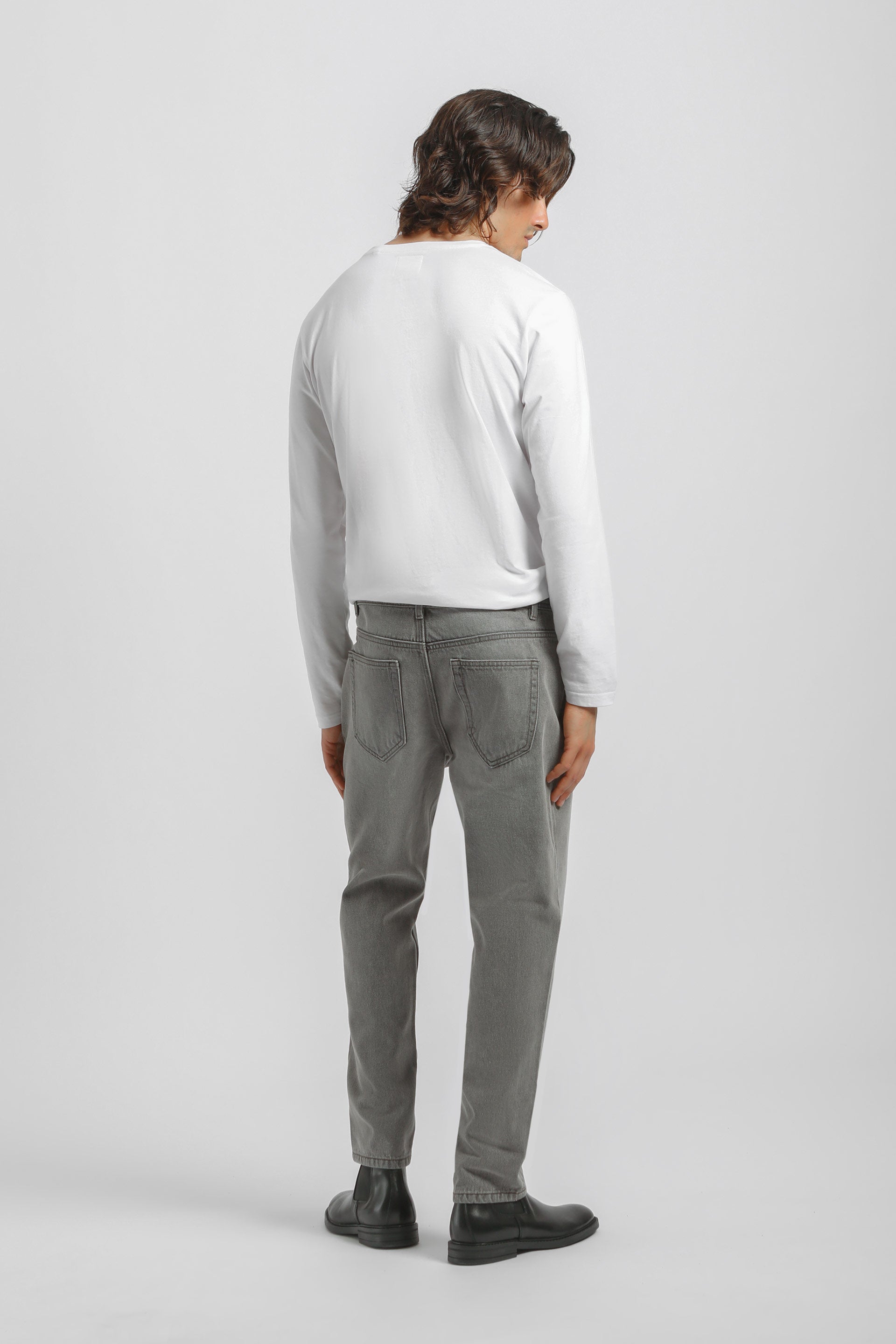Jeans slim fit crop grigio|Colore:Jeans grigio
