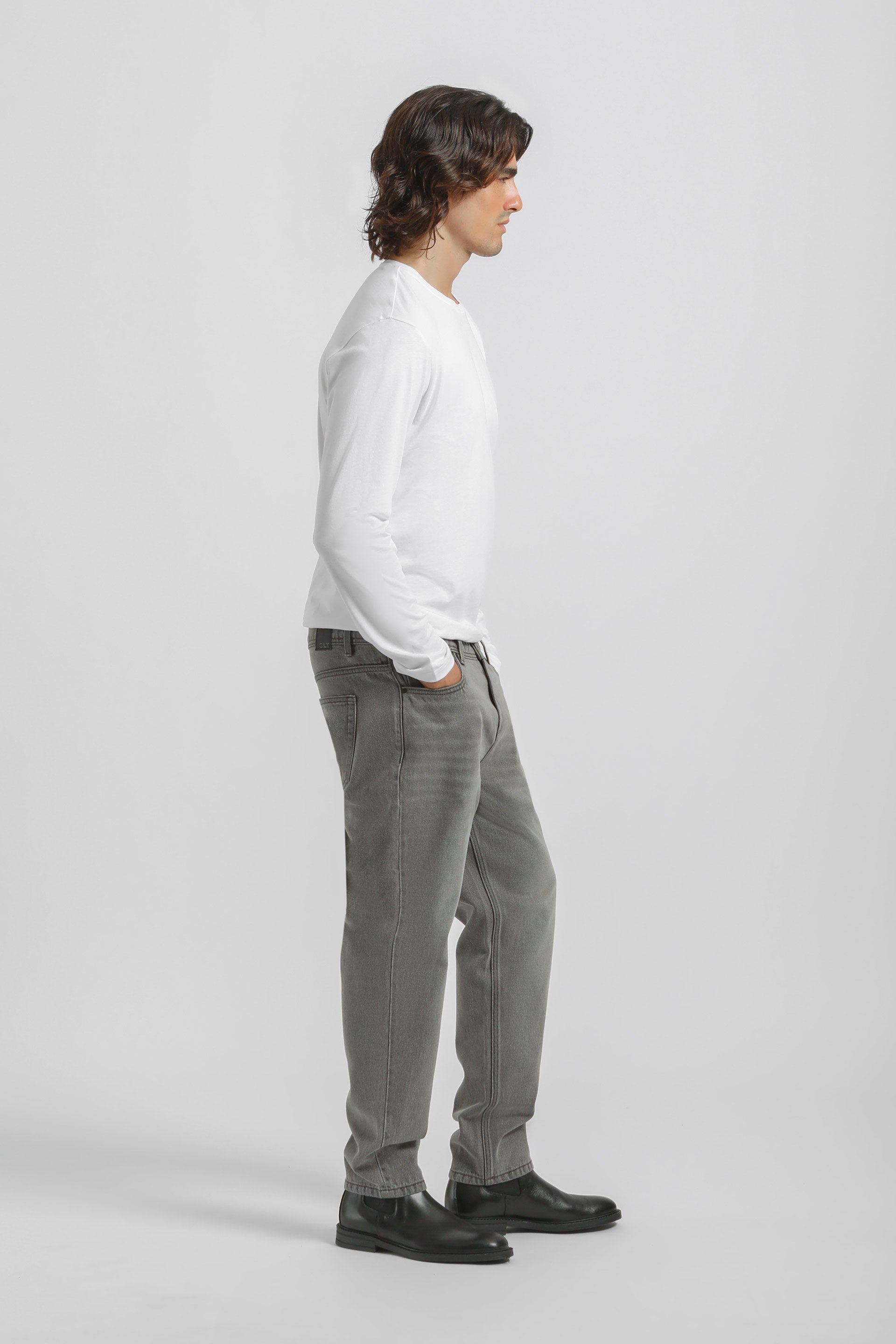 Jeans slim fit crop grigio|Colore:Jeans grigio