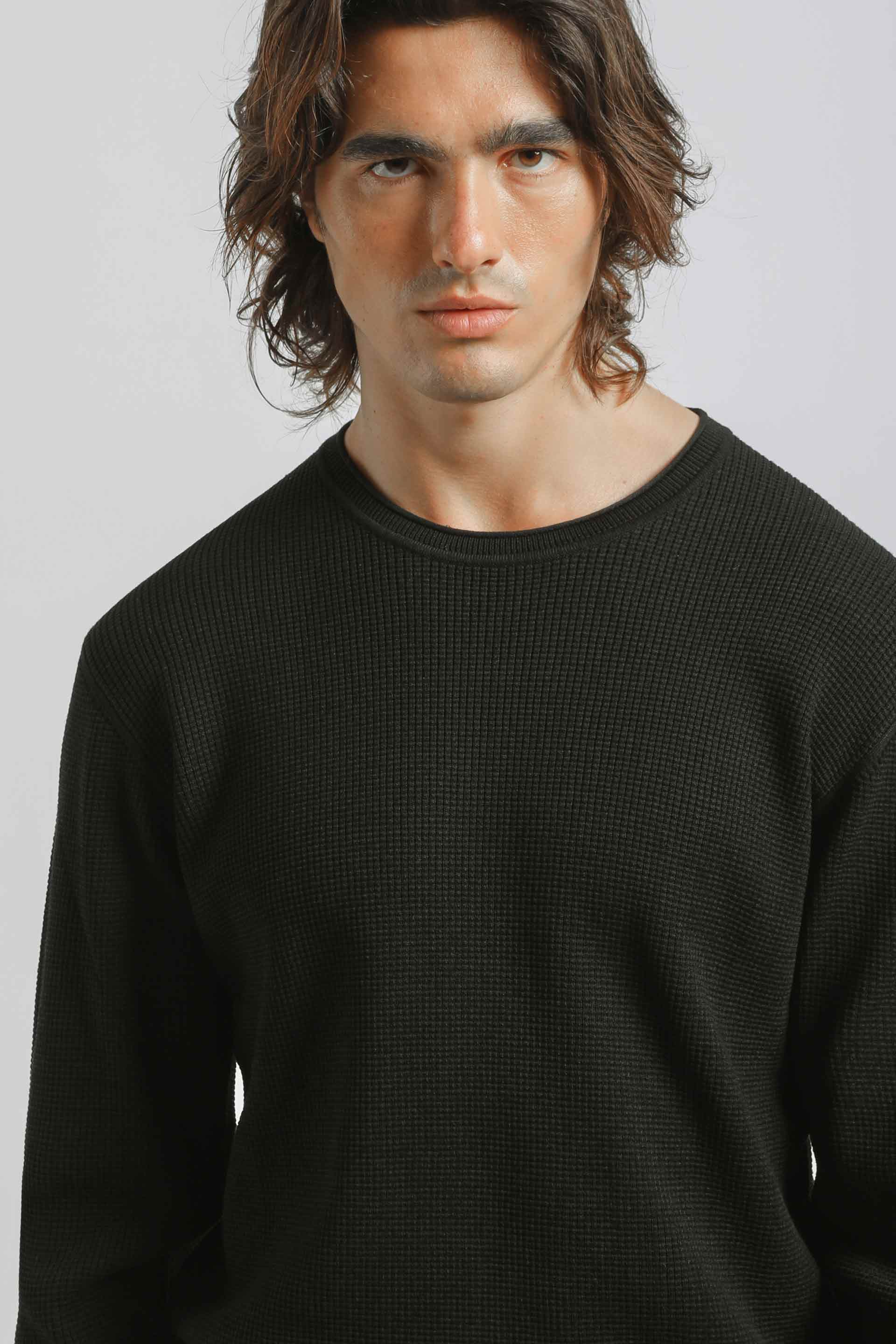 Maglia girocollo in viscosa|Colore:Nero