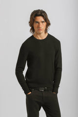 Maglia girocollo strutturata|Colore:Nero