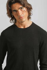 Maglia girocollo strutturata|Colore:Nero