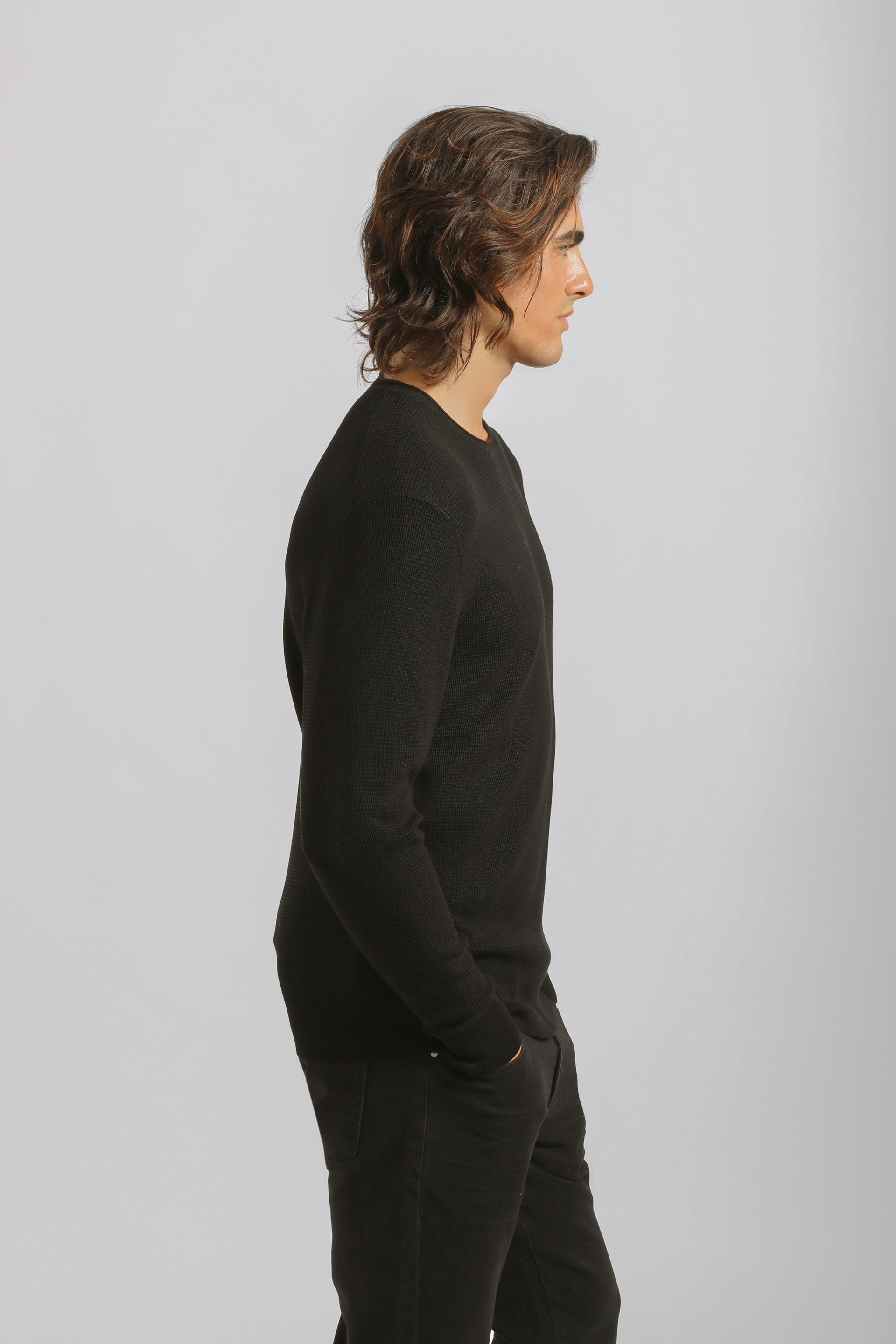 Maglia girocollo strutturata|Colore:Nero