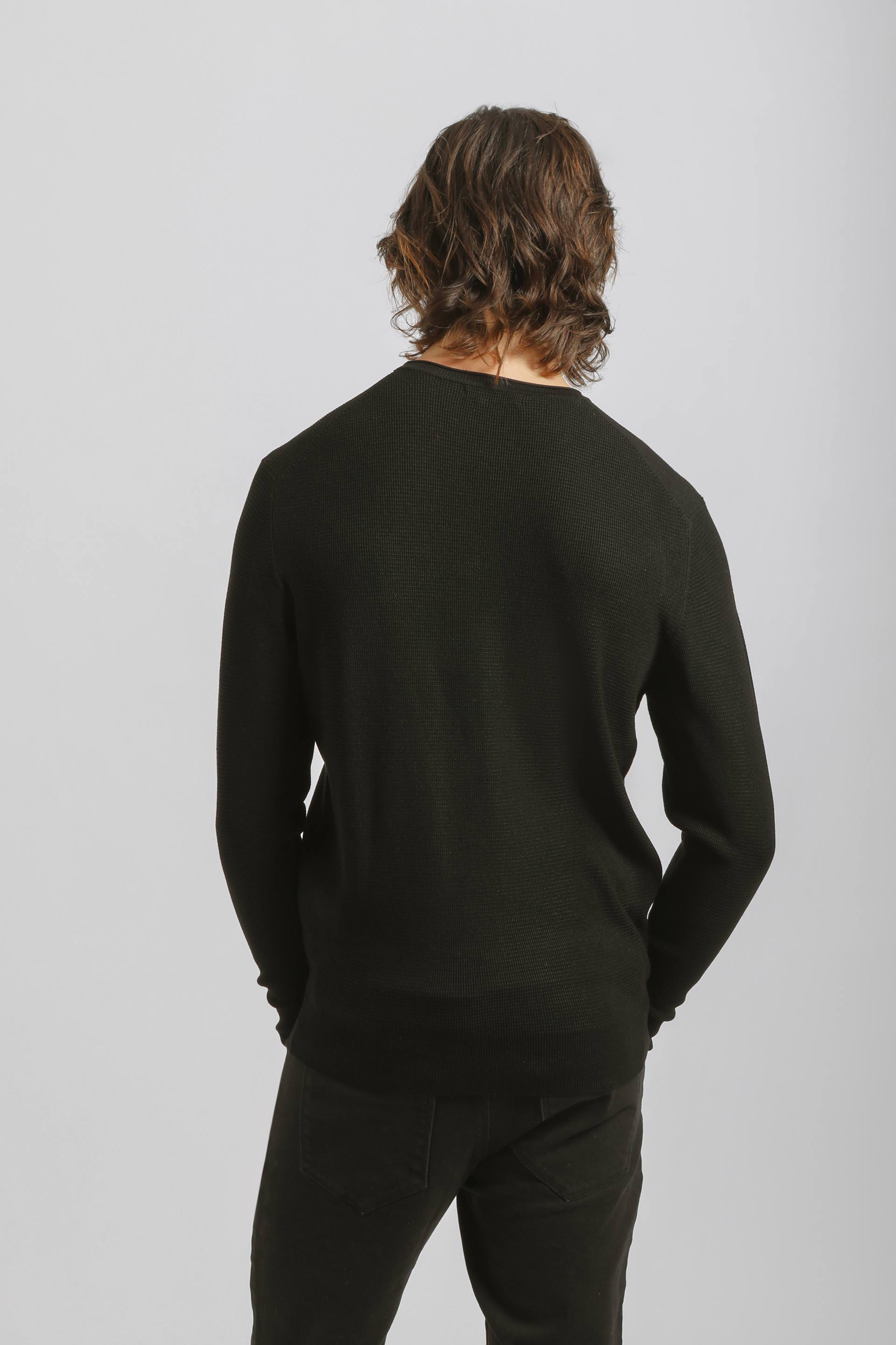 Maglia girocollo strutturata|Colore:Nero