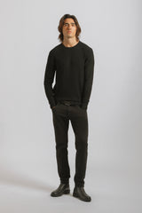 Maglia girocollo strutturata|Colore:Nero