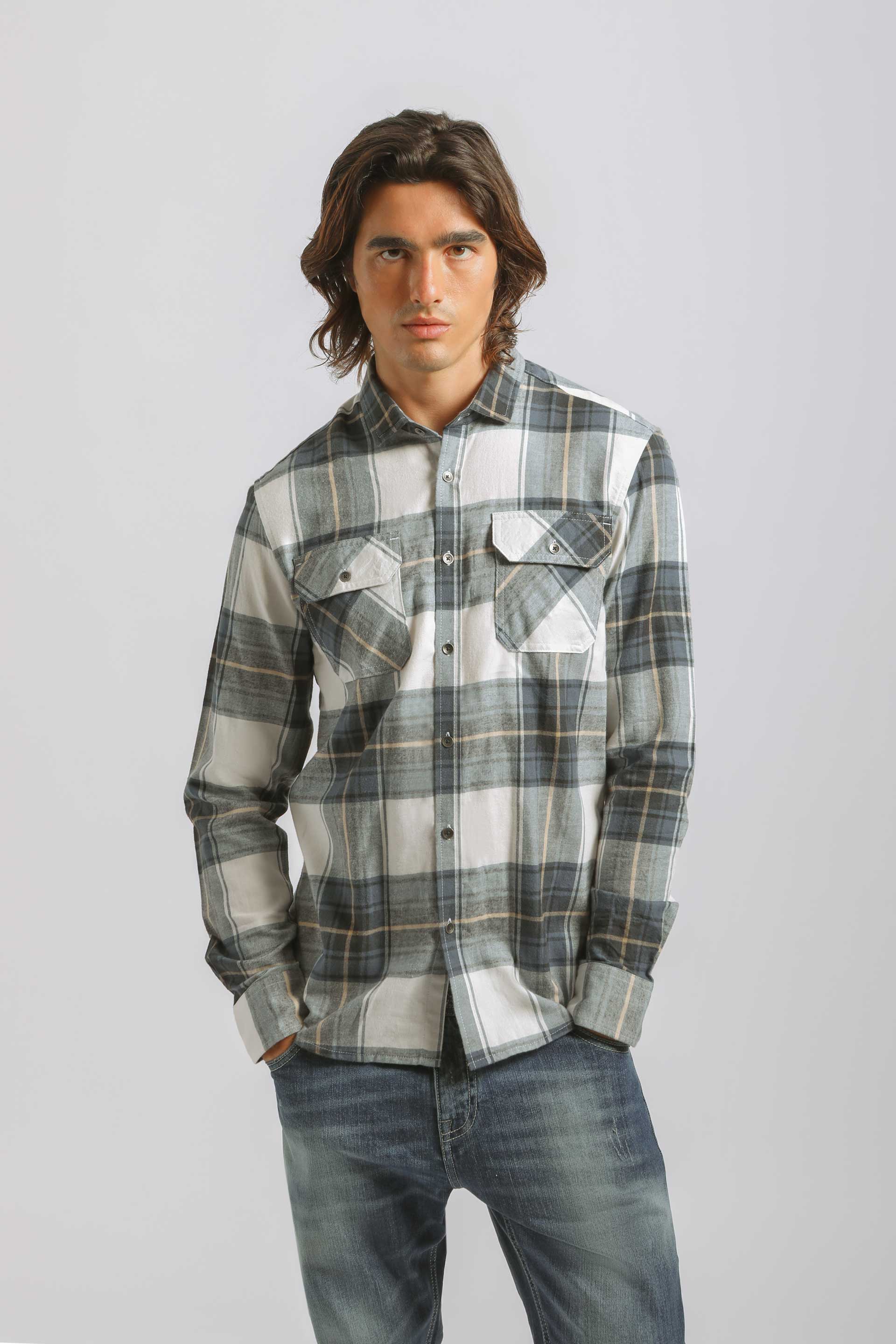 Camicia in flanella a quadri|Colore:Blue