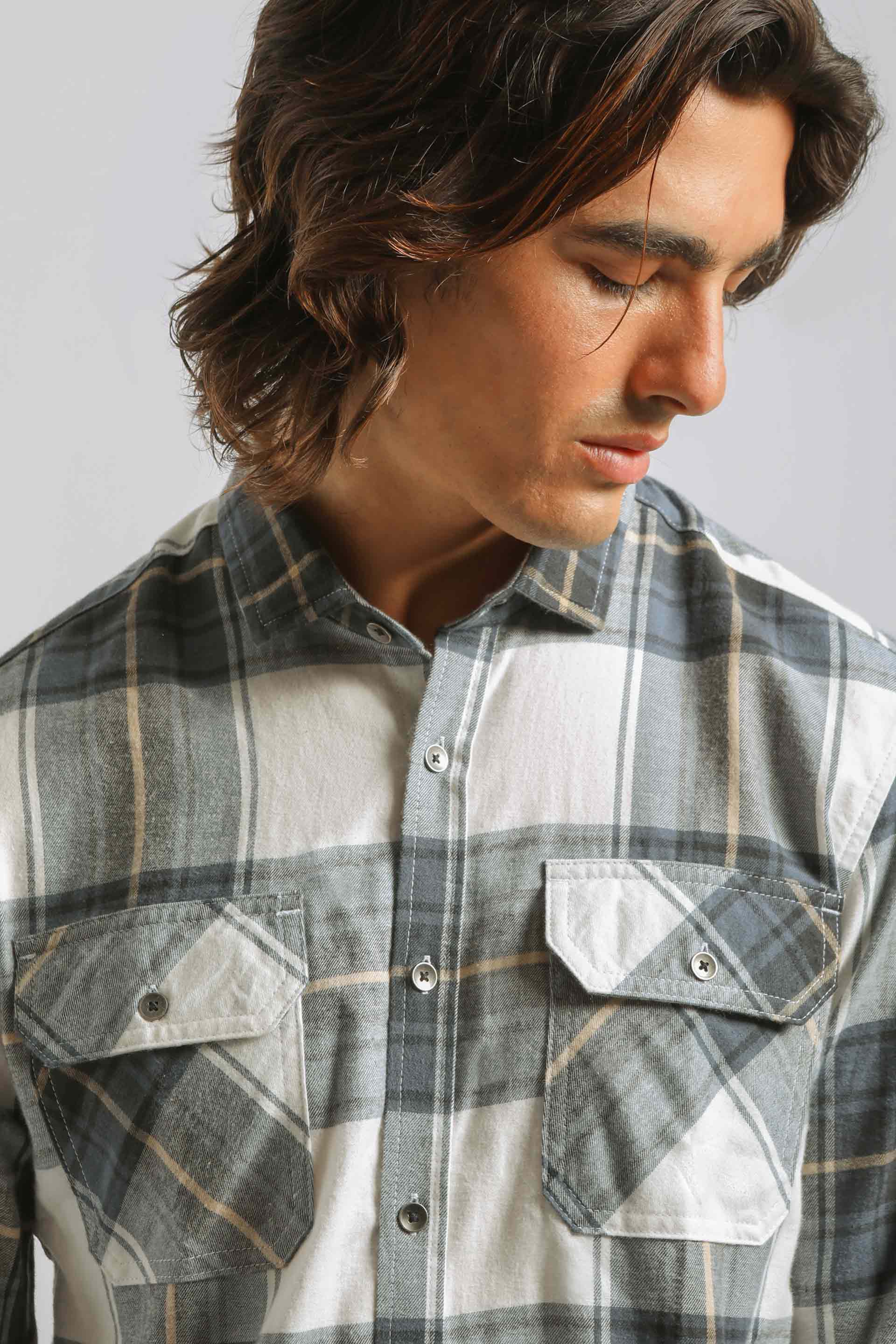 Camicia in flanella a quadri|Colore:Blue