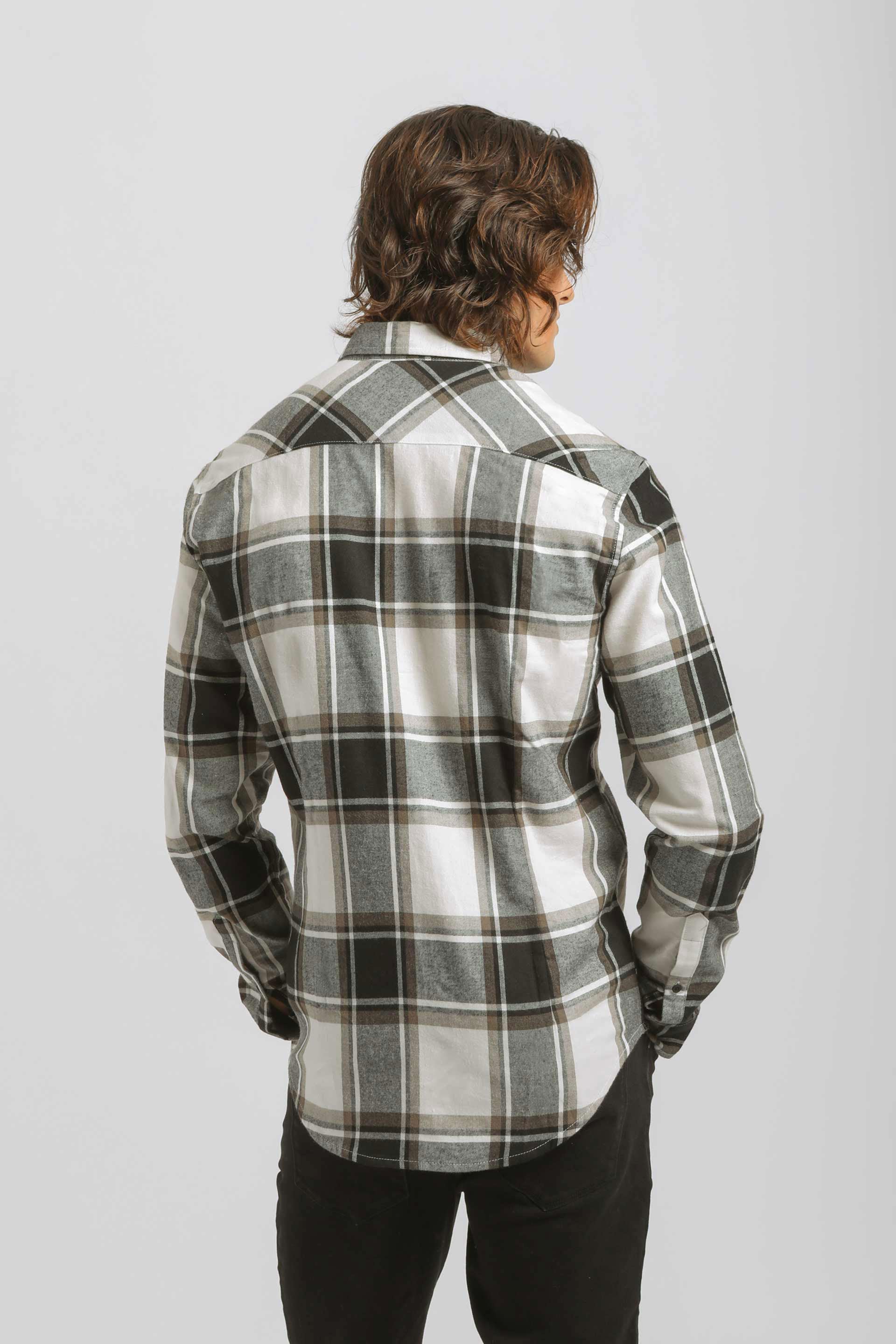 Camicia in flanella a quadri|Colore:Tortora