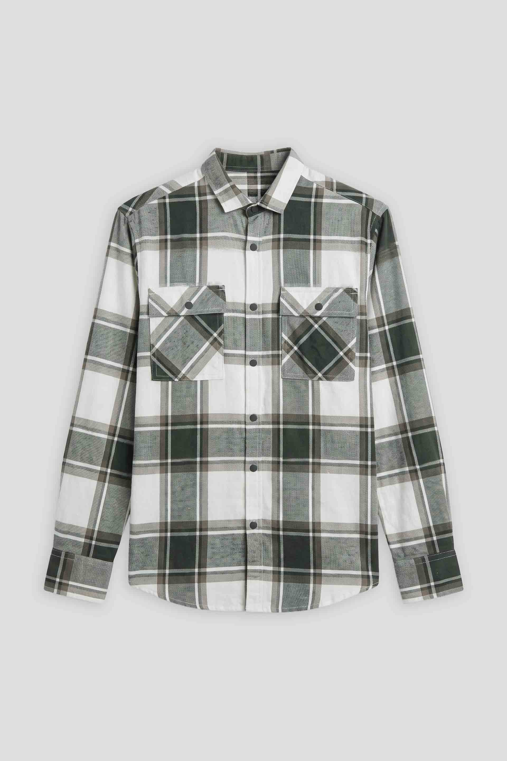Camicia in flanella a quadri|Colore:Tortora