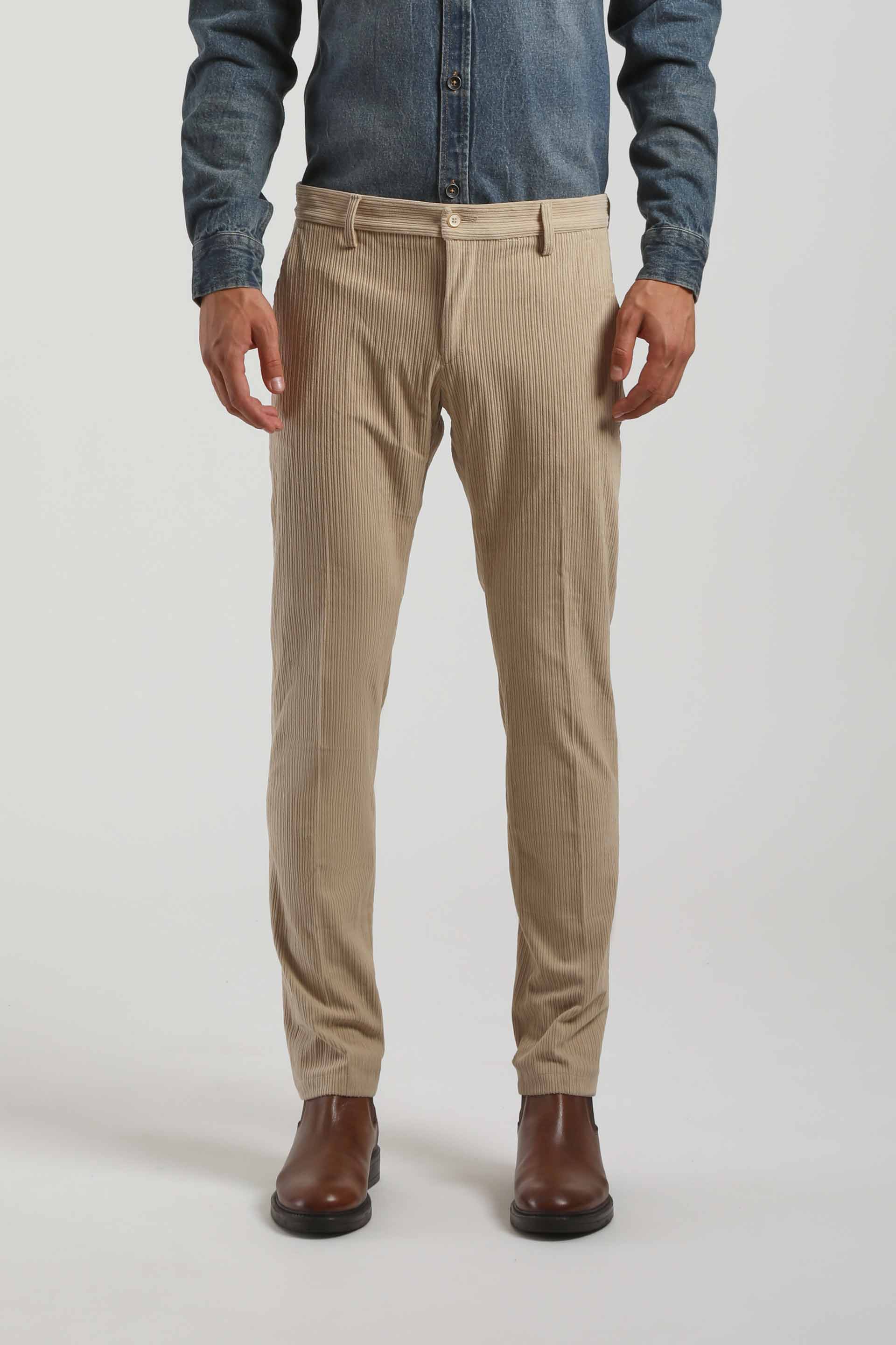 Pantaloni chino effetto velluto   |Colore:Beige