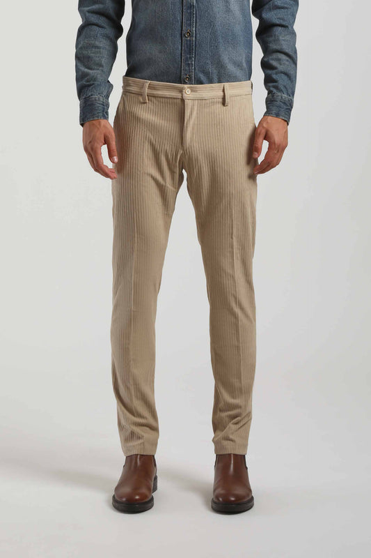 Pantaloni chino effetto velluto   |Colore:Beige