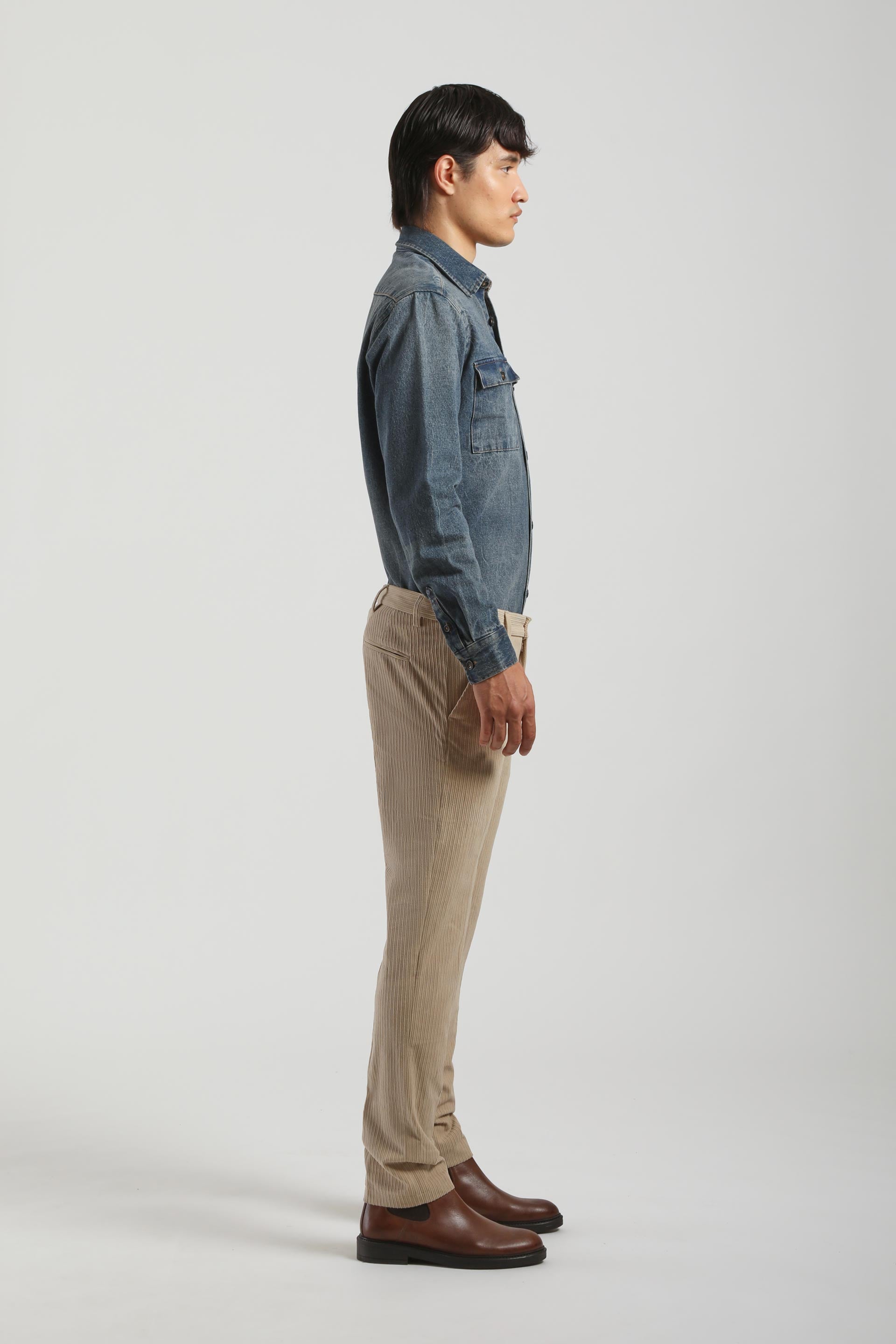 Pantaloni chino effetto velluto   |Colore:Beige