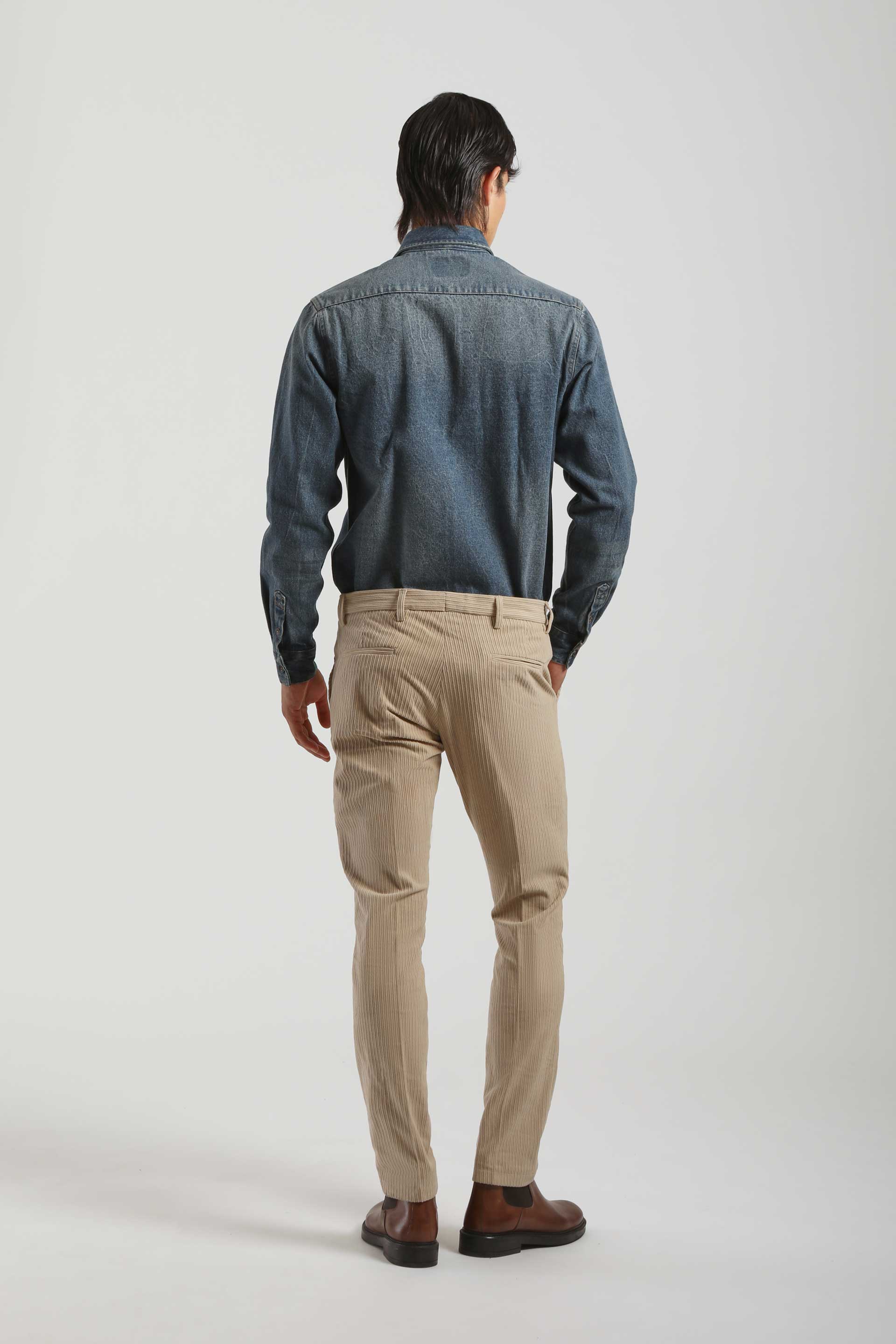 Pantaloni chino effetto velluto   |Colore:Beige