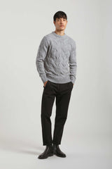 Maglia girocollo intrecciata|Colore:Grigio tw