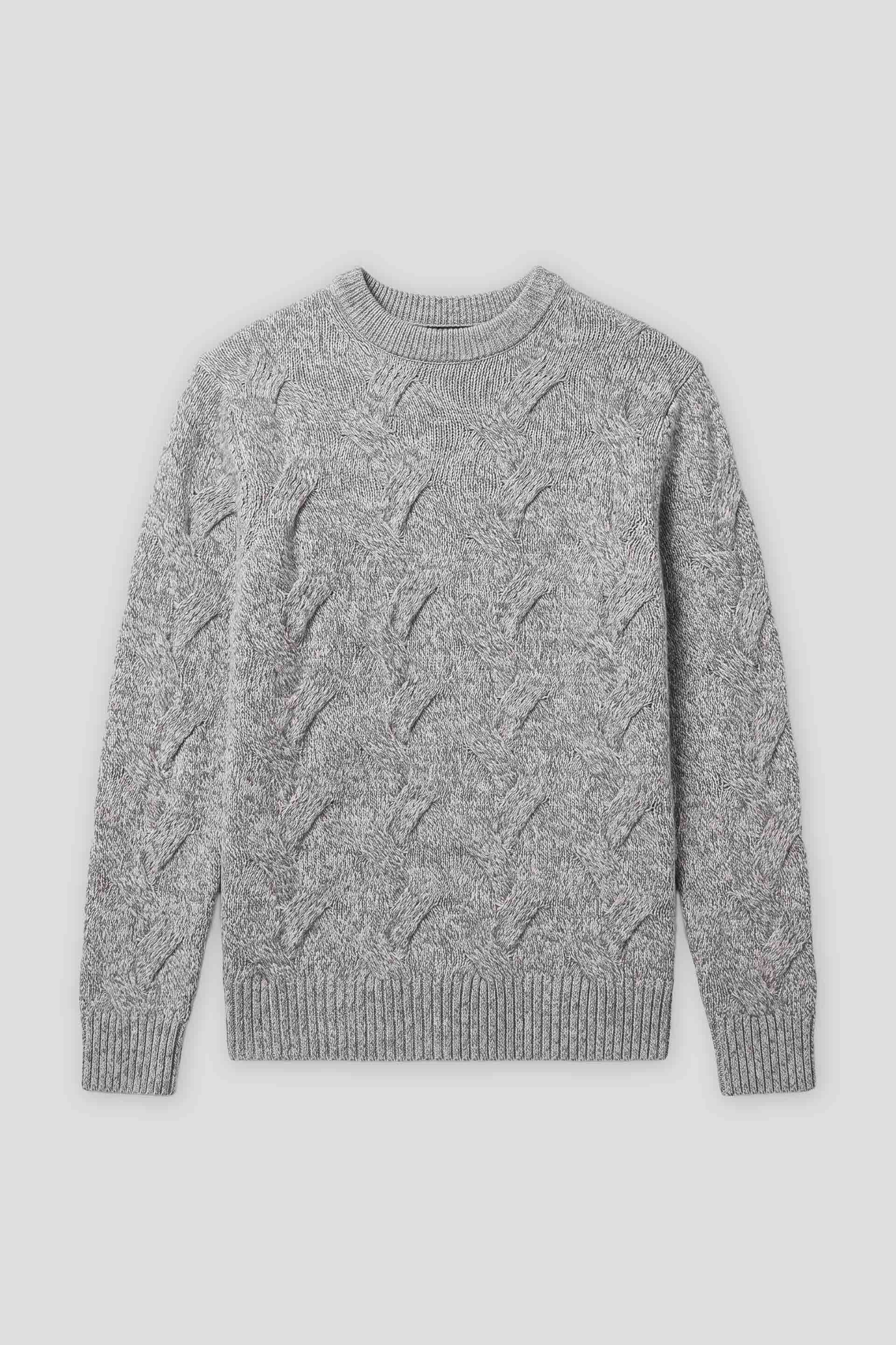 Maglia girocollo intrecciata|Colore:Grigio tw