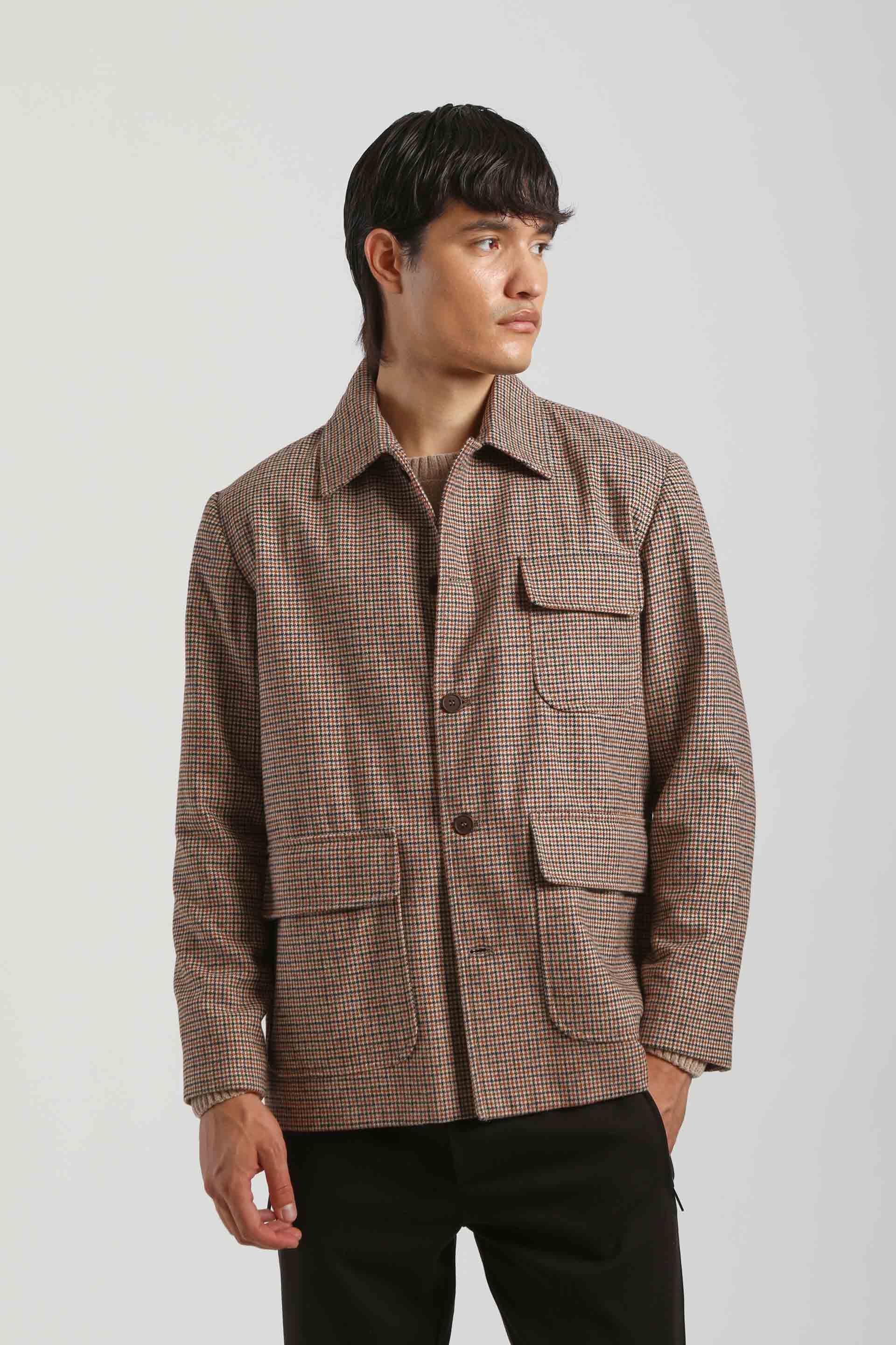 Giacca fantasia con tasconi|Colore:Marrone