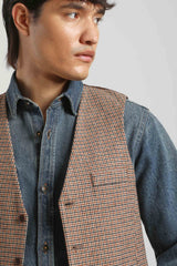 Gilet misto lana|Colore:Marrone