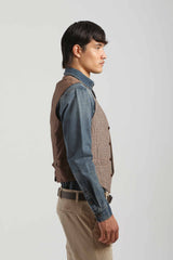 Gilet misto lana|Colore:Marrone