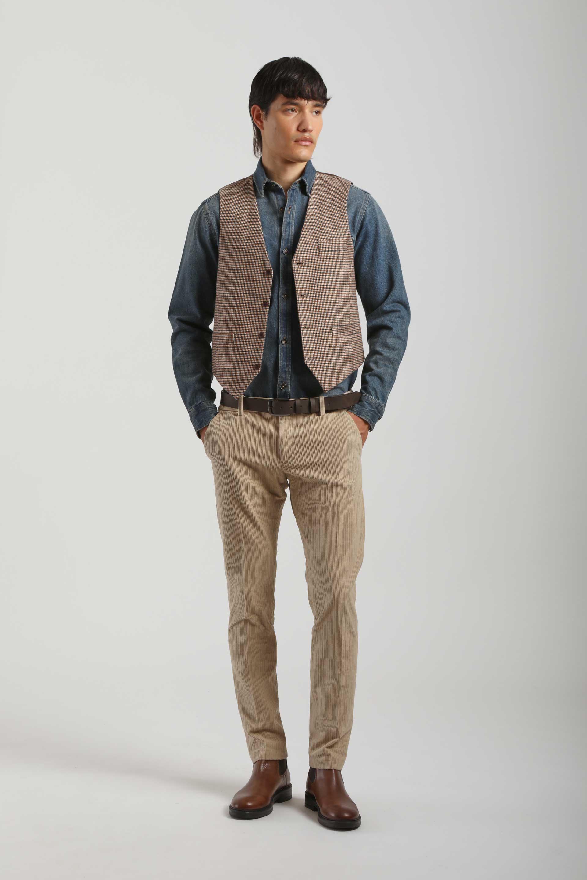 Gilet misto lana|Colore:Marrone