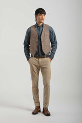 Gilet misto lana|Colore:Marrone