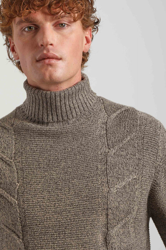 Maglia collo alto|Colore:Nocciola