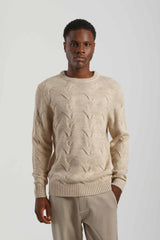 Maglia girocollo intrecciata|Colore:Off white