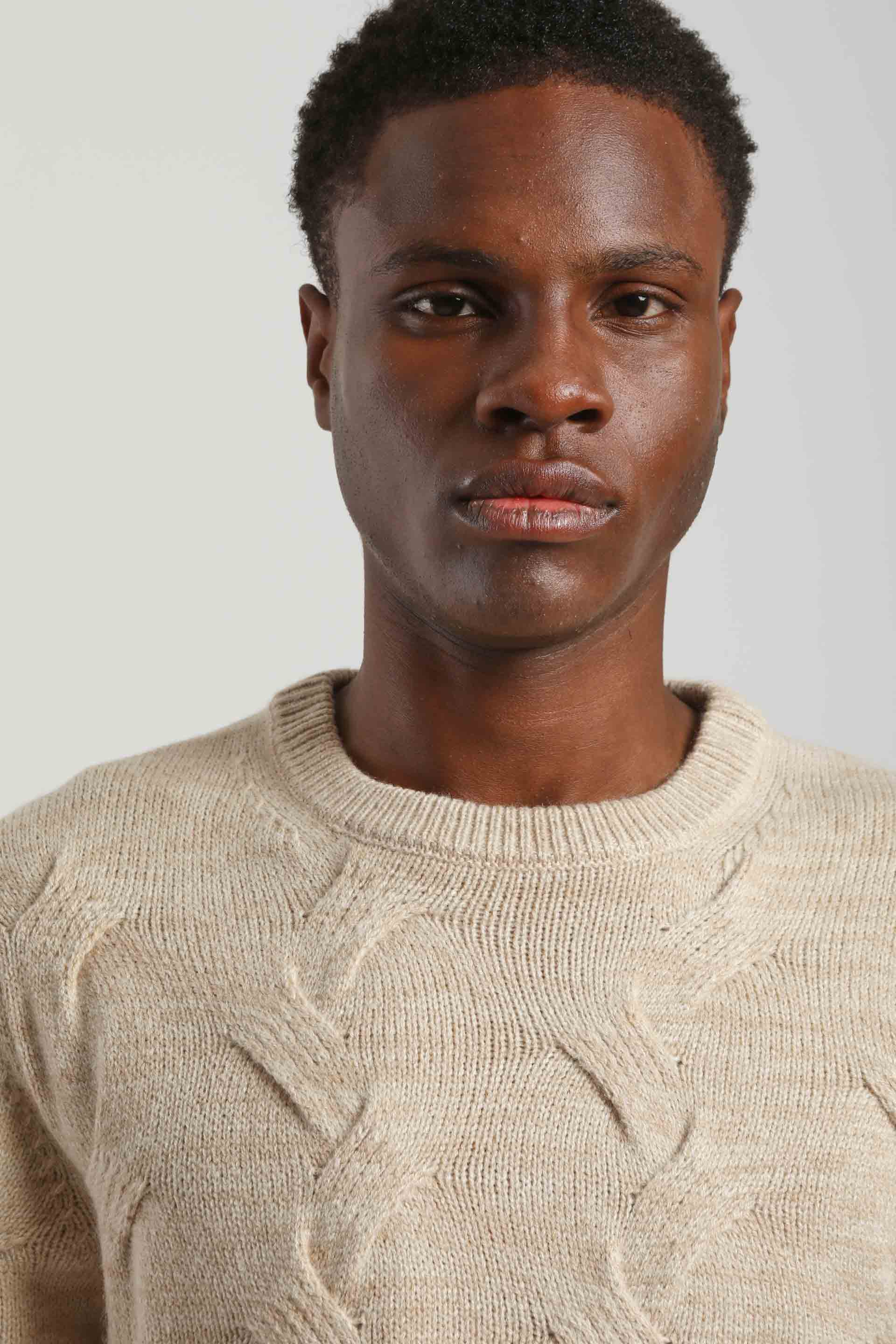 Maglia girocollo intrecciata|Colore:Off white
