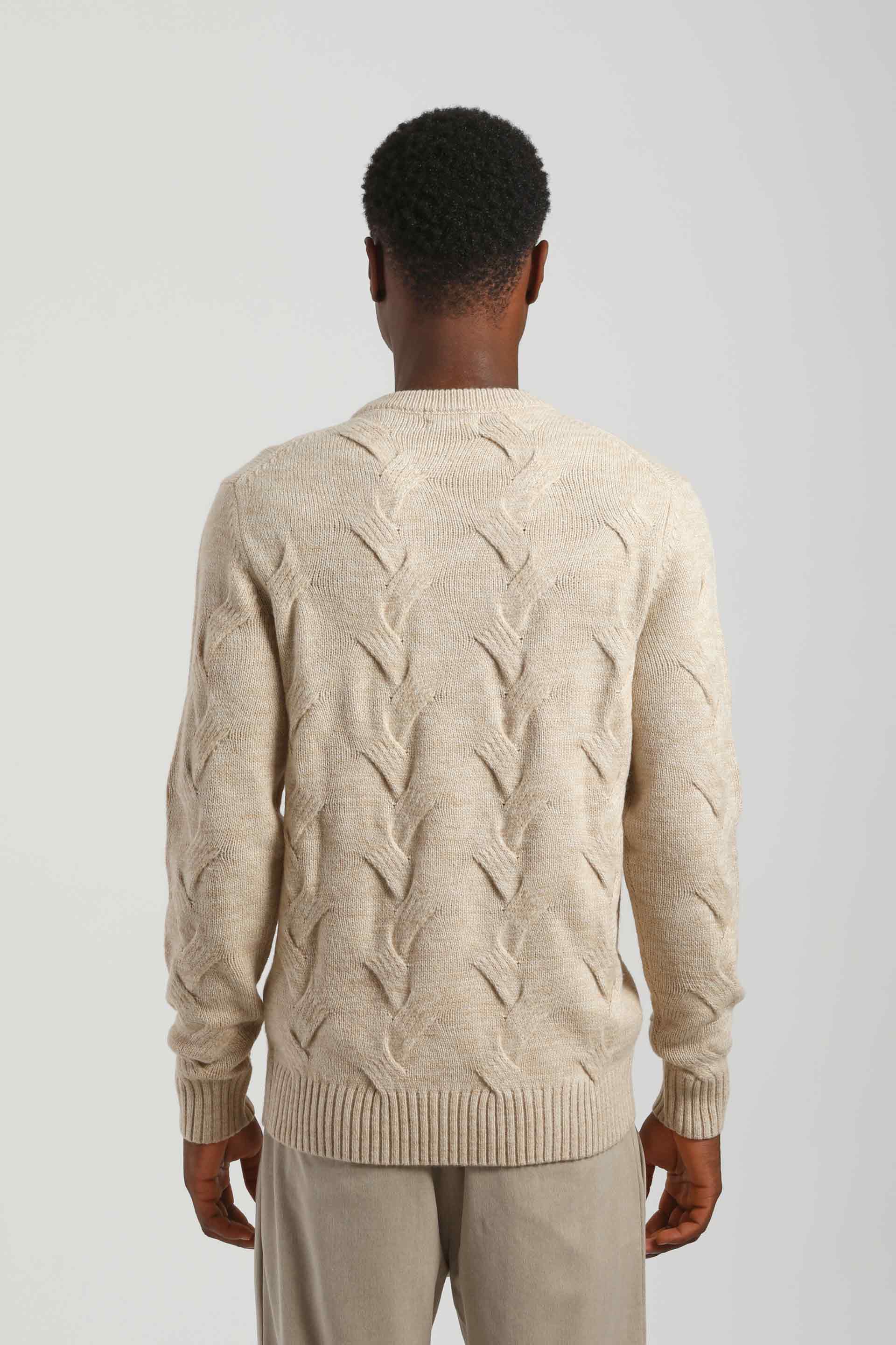 Maglia girocollo intrecciata|Colore:Off white