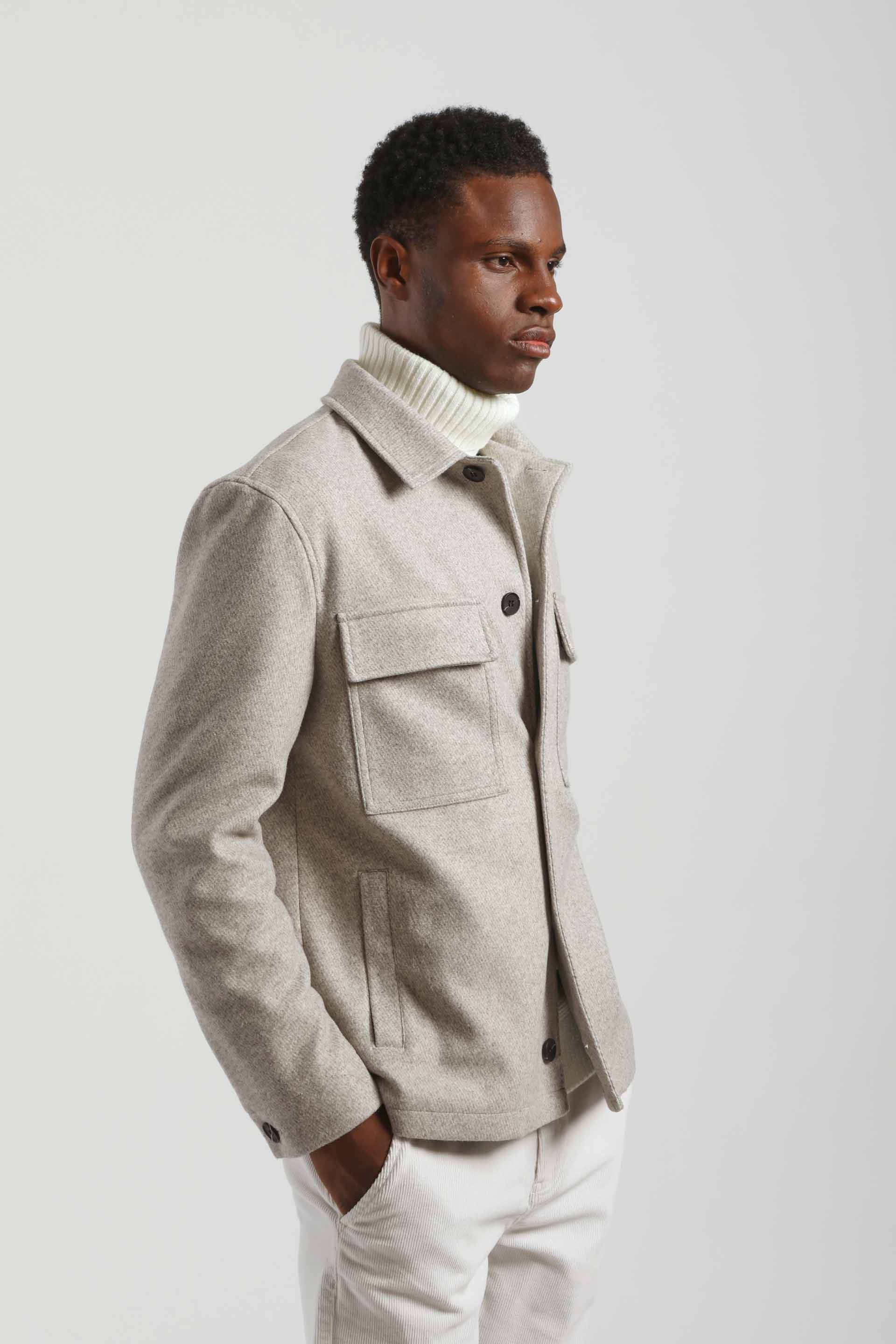 Giacca camicia con bottoni|Colore:Corda