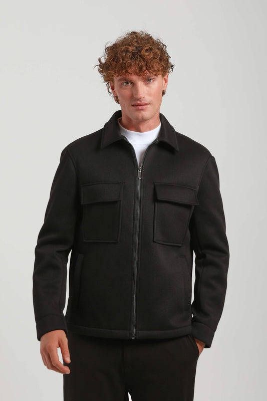 Giacca camicia in tessuto tecnico|Colore:Nero