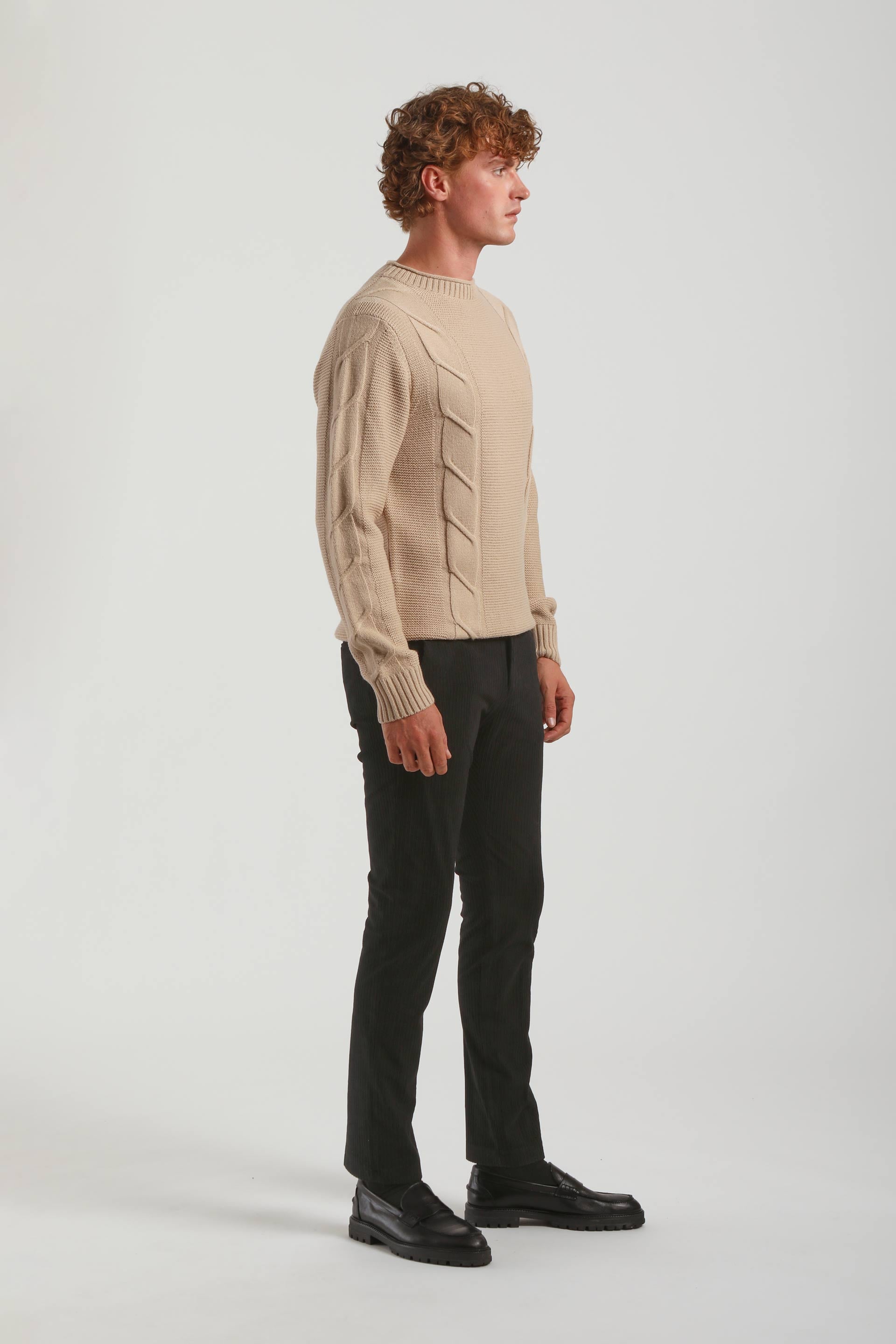 Pantaloni chino effetto velluto   |Colore:Nero