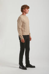 Pantaloni chino effetto velluto   |Colore:Nero