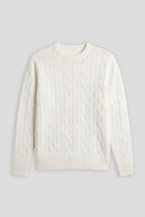 Maglia girocollo con treccia|Colore:Off white