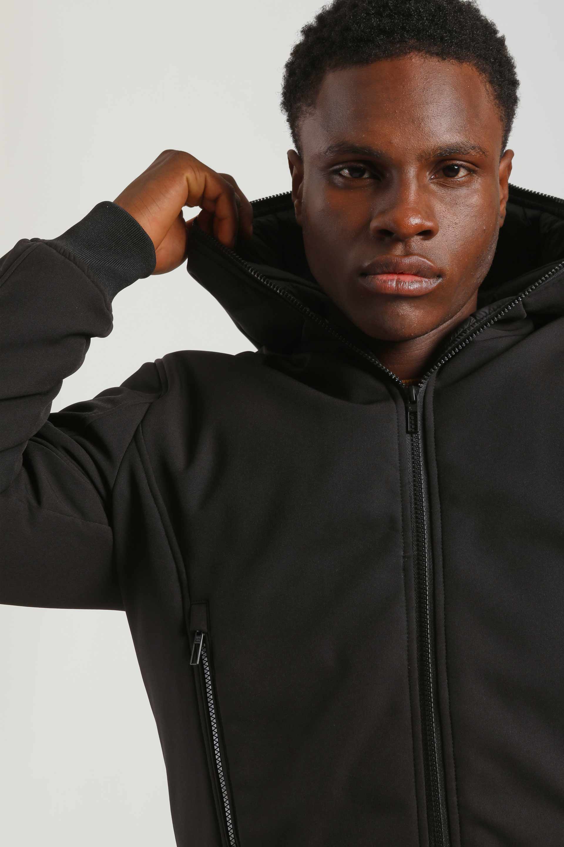Bomber imbottito con cappuccio|Colore:Nero