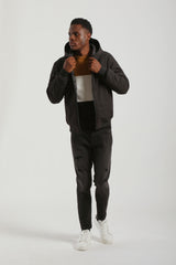 Bomber imbottito con cappuccio|Colore:Nero