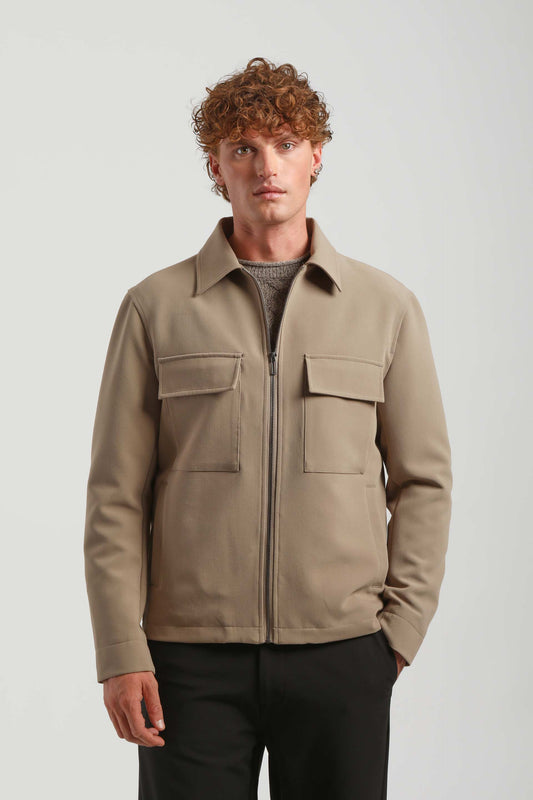 Giacca camicia in tessuto tecnico|Colore:Beige