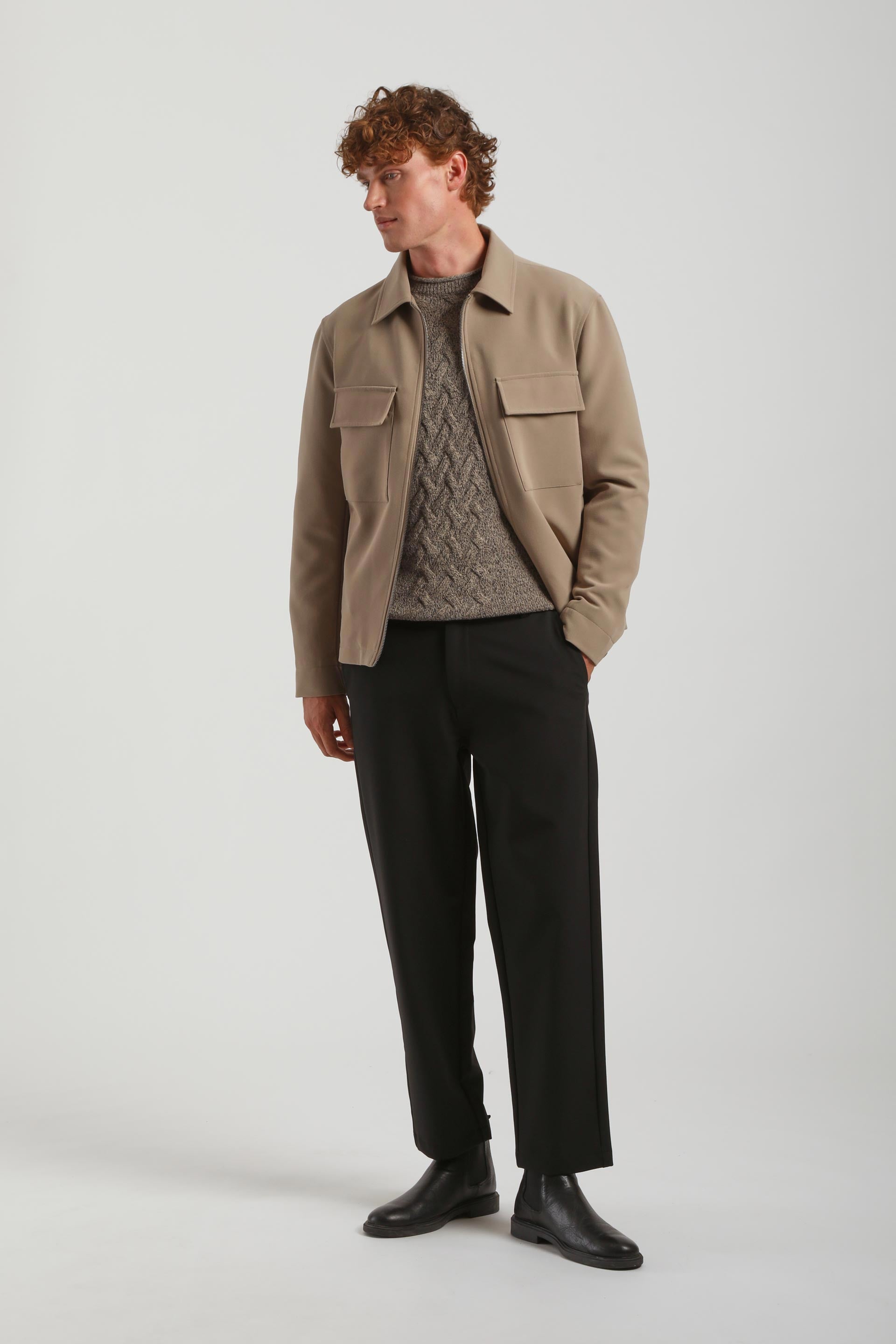 Giacca camicia in tessuto tecnico|Colore:Beige