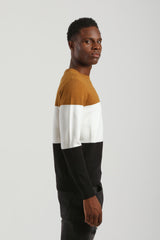 Maglia girocollo colorblock in viscosa|Colore:Senape