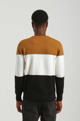Maglia girocollo colorblock in viscosa|Colore:Senape