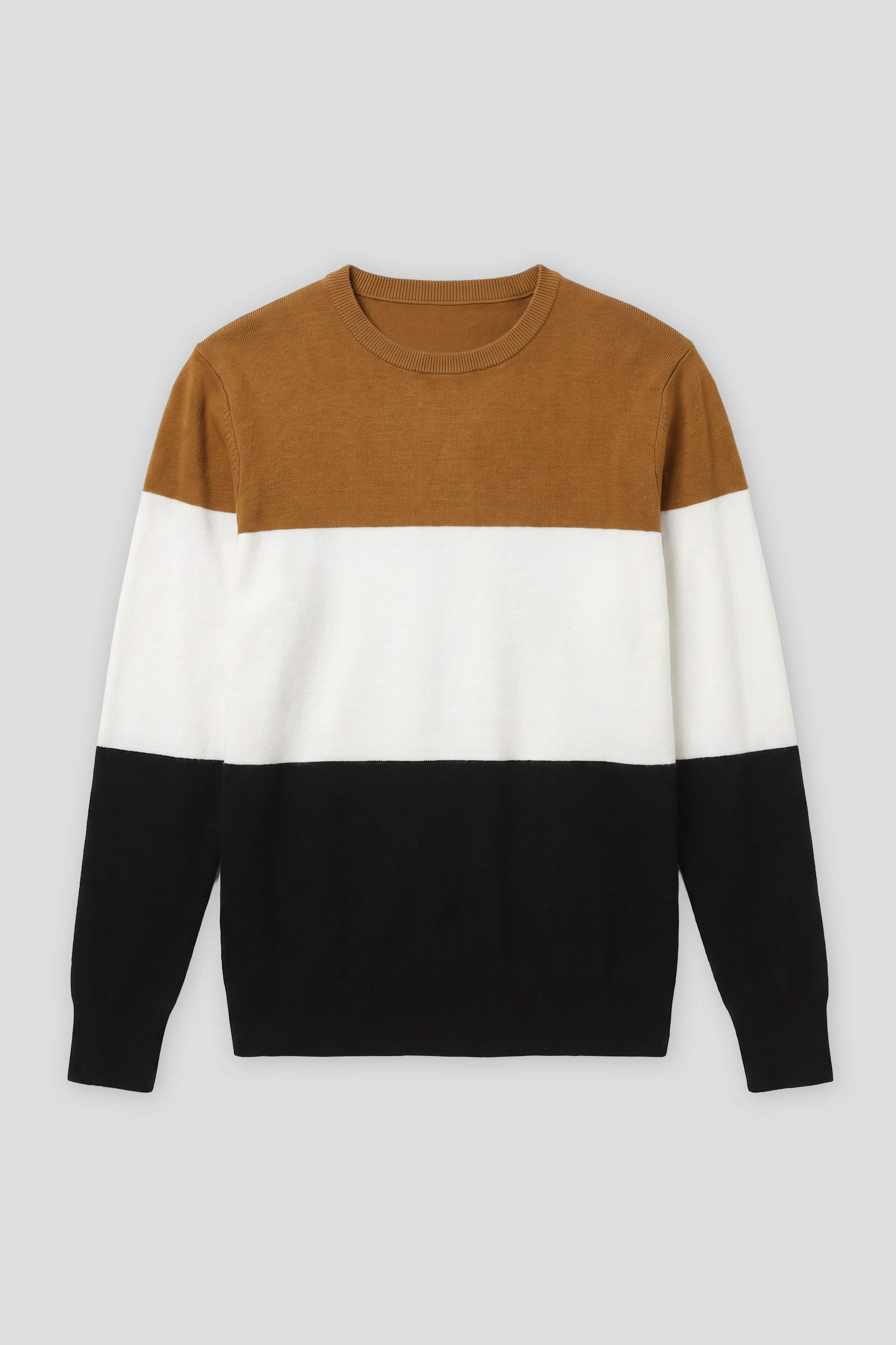 Maglia girocollo colorblock in viscosa|Colore:Senape