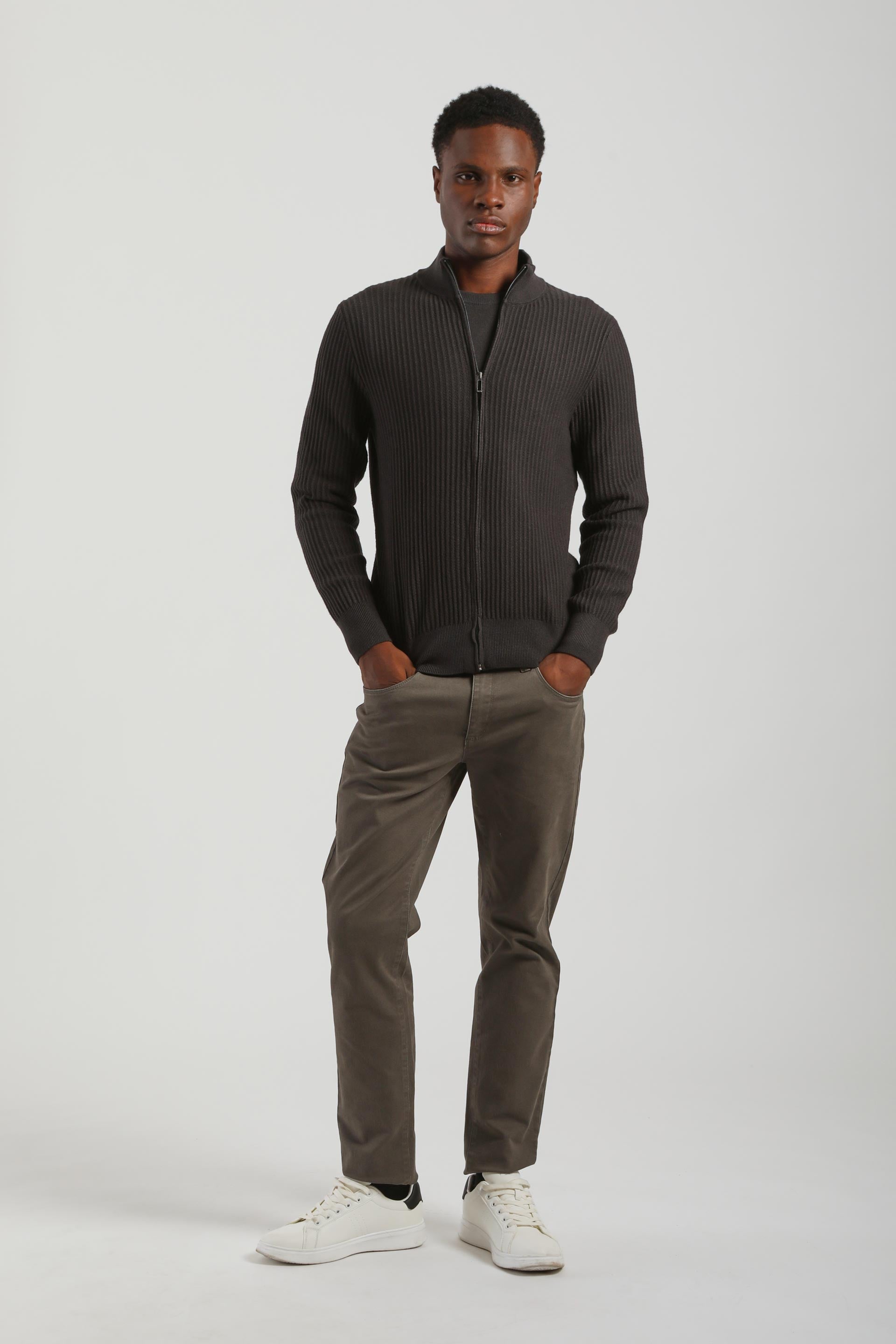 Cardigan con zip|Colore:Grigio scuro
